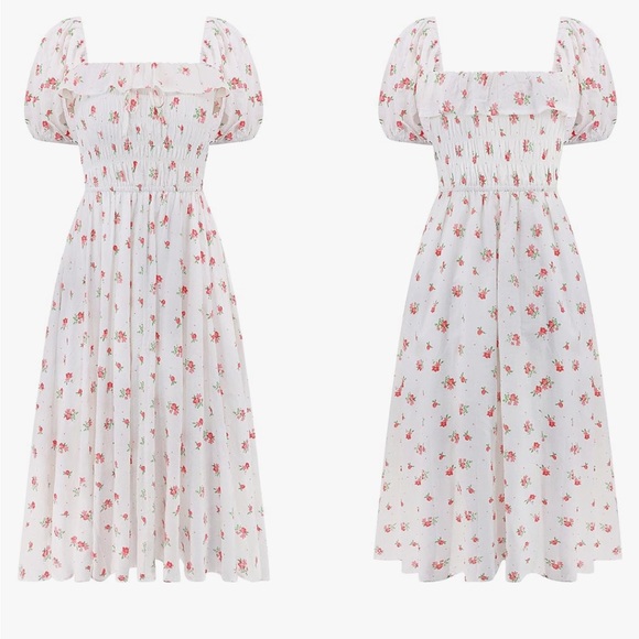 NWT R.Vivimos Summer Floral Print Puff Sleeves Vintage Ruffles Midi Dress size M - Picture 1 of 12